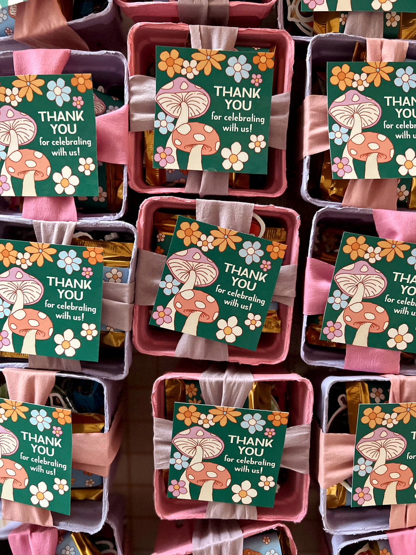 Mushroom Birthday Party Favor Tags