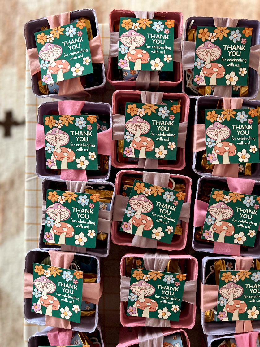 Mushroom Birthday Party Favor Tags