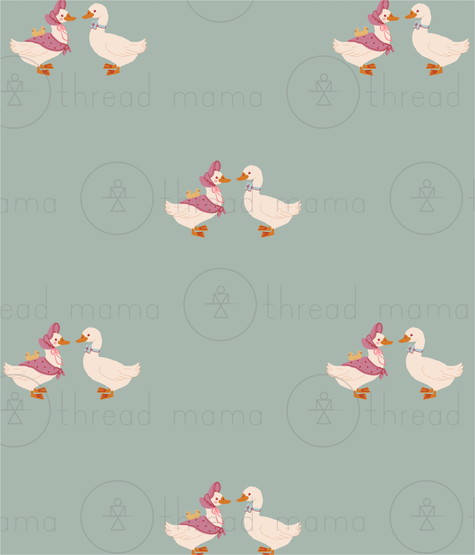 (RepeatingPattern) Spring Ducks - Sea Foam