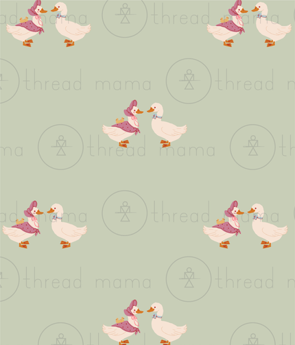 (RepeatingPattern) Spring Ducks - Pistachio