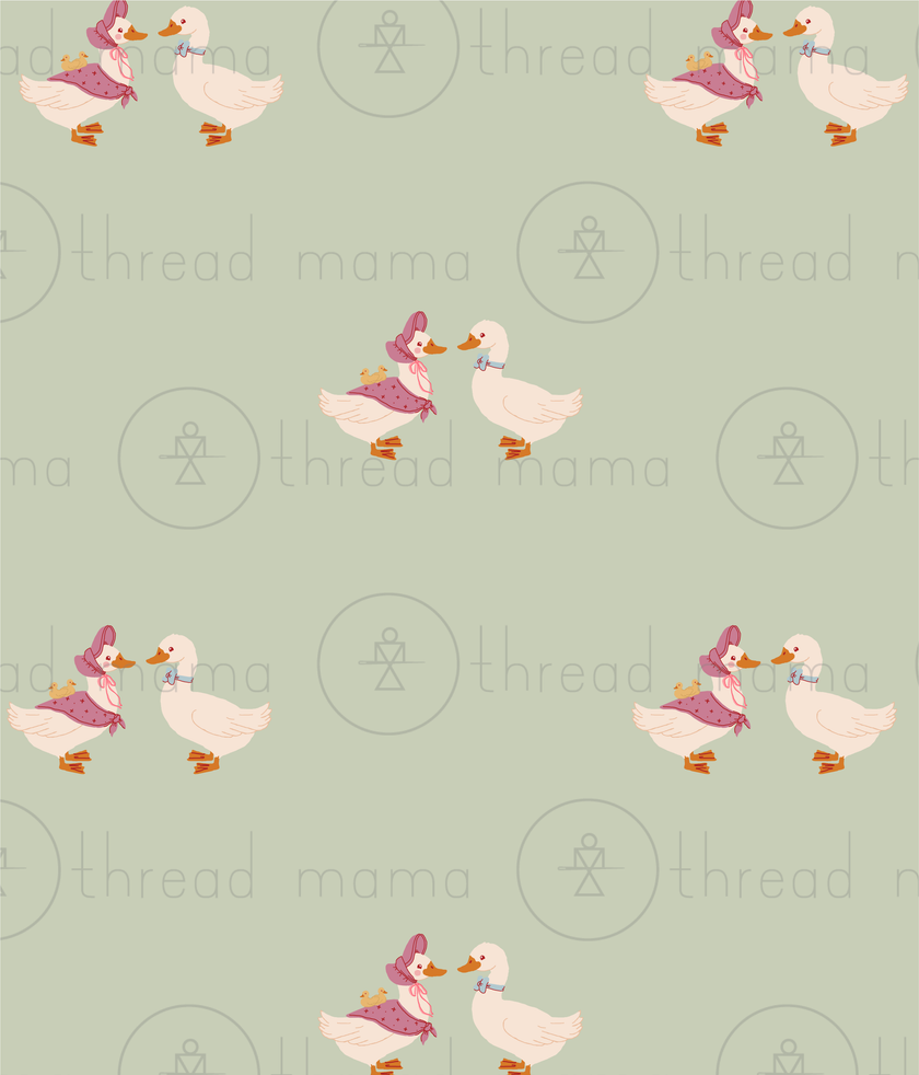 (RepeatingPattern) Spring Ducks - Pistachio