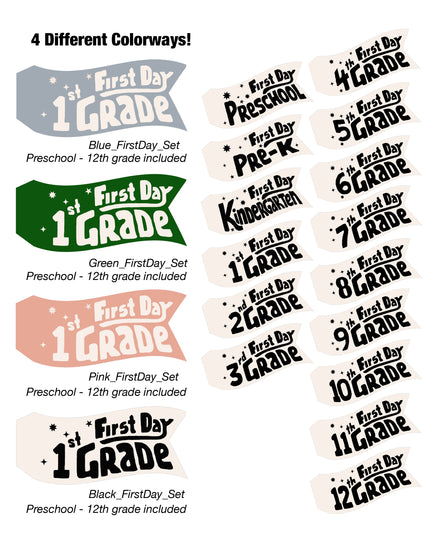 Back to School - First Day - Printable Pennants (Vol.3)