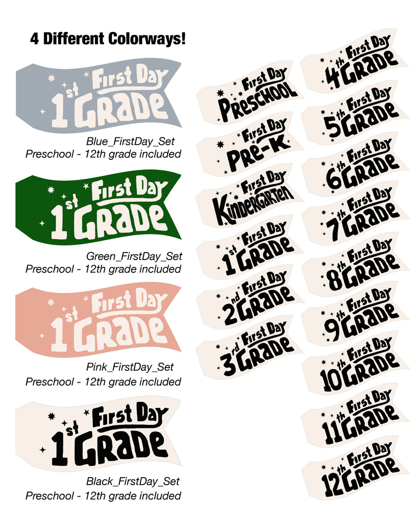 Back to School - First Day - Printable Pennants (Vol.3)