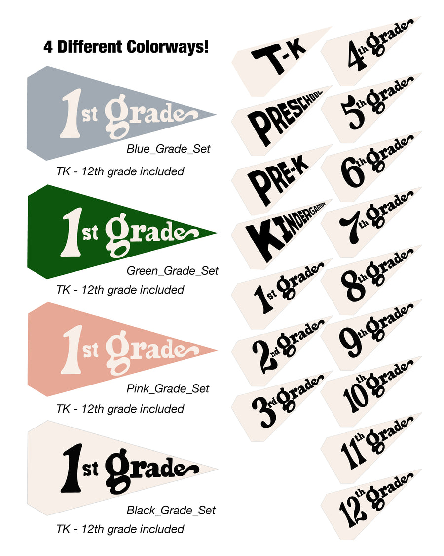 Back to School - Grades - Printable Pennants (Vol.3)