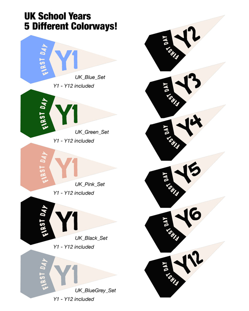 Back to School - First Day - Printable Pennants (Vol.4)