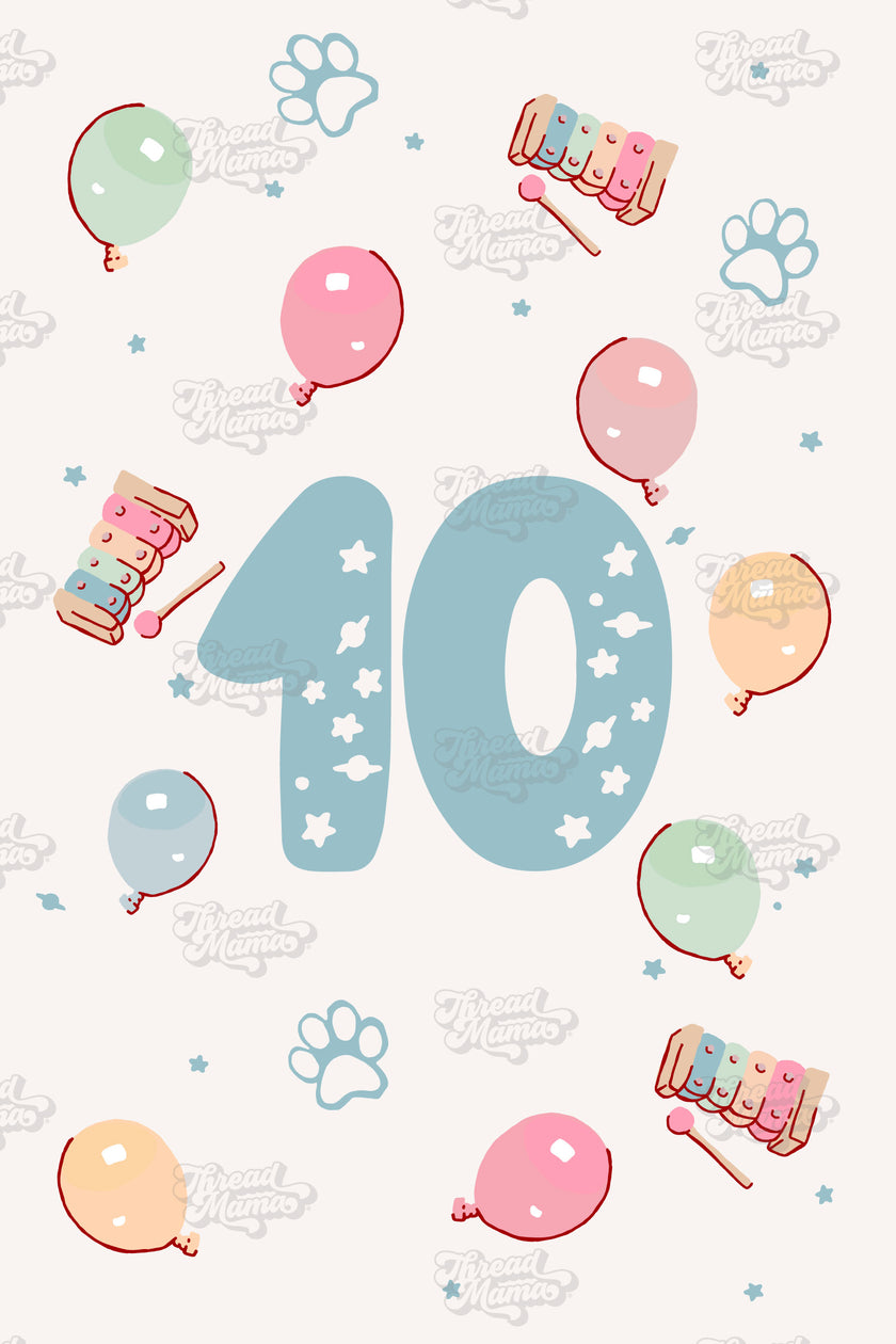 Birthday Age Number Posters (Blue-ish Theme Party) - Set