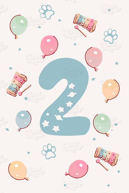Birthday Age Number Posters (Blue-ish Theme Party) - Set