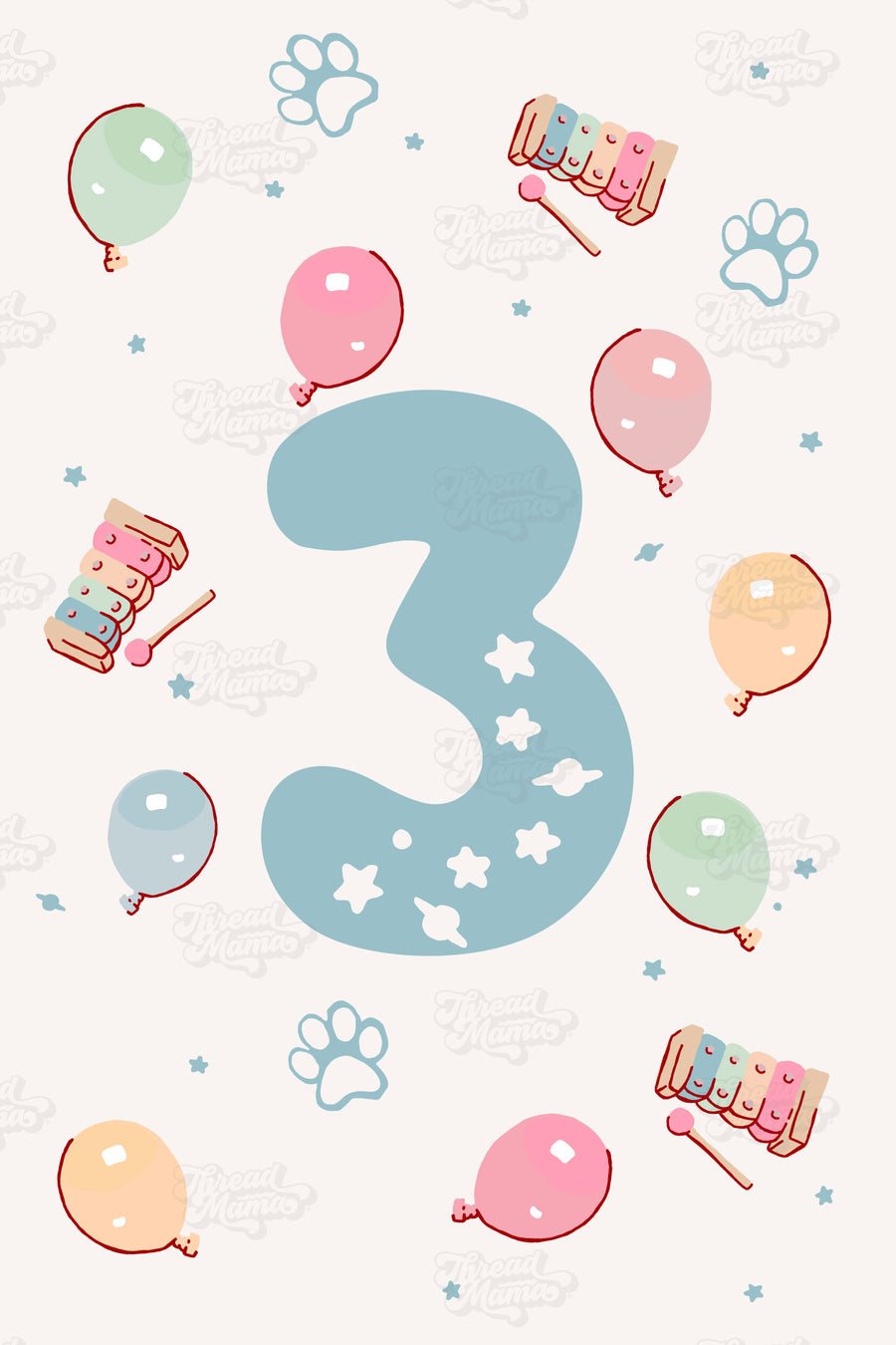 Birthday Age Number Posters (Blue-ish Theme Party) - Set