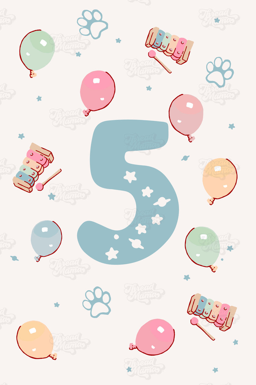 Birthday Age Number Posters (Blue-ish Theme Party) - Set