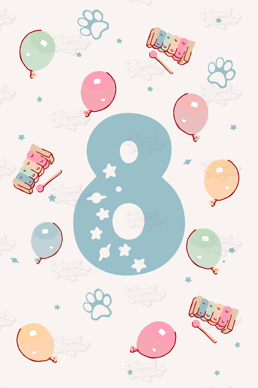 Birthday Age Number Posters (Blue-ish Theme Party) - Set