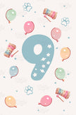 Birthday Age Number Posters (Blue-ish Theme Party) - Set