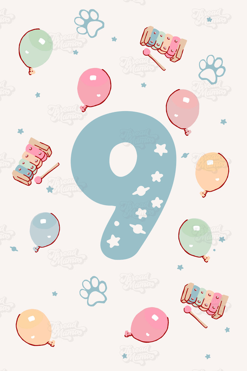Birthday Age Number Posters (Blue-ish Theme Party) - Set