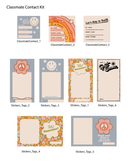 Last Day of School - Classmate Contact Tags