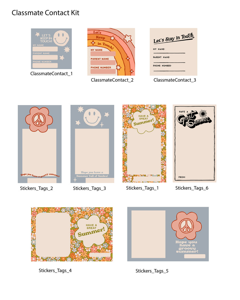 Last Day of School - Classmate Contact Tags