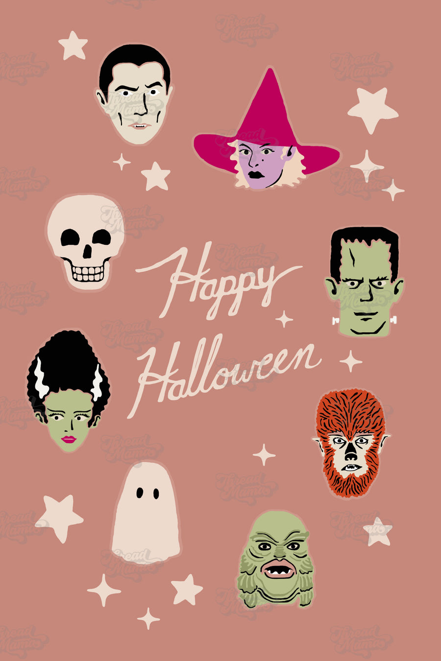 Happy Halloween Monster Characters - Digital Poster