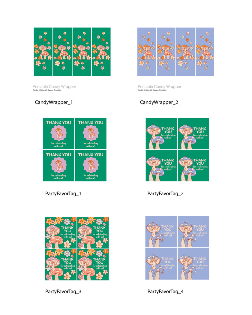 Mushroom Birthday Party Favor Tags