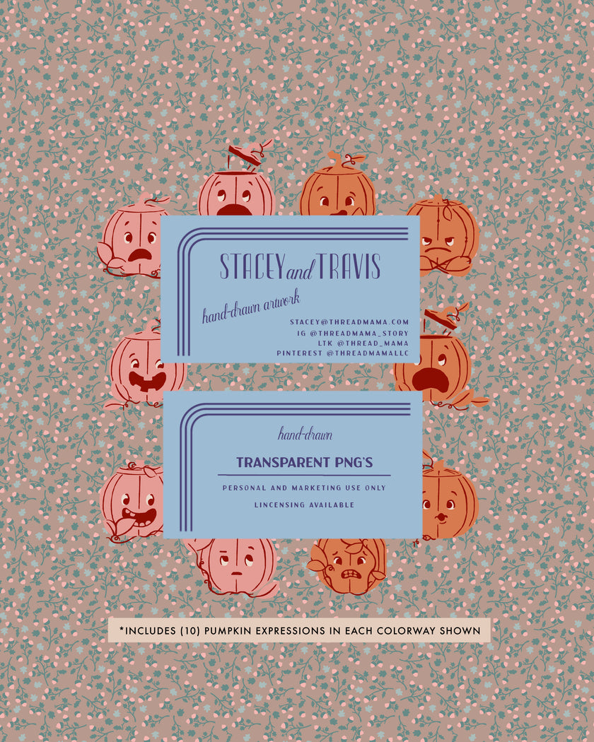 Pumpkin Face Halloween Elements - Set B