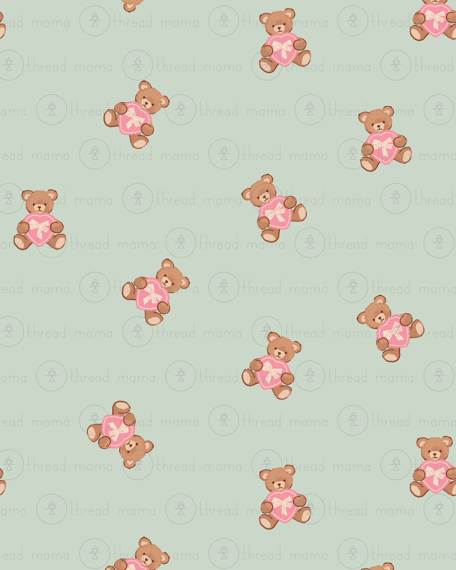 RepeatingPattern012225_TeddyHeartsMint (Seamless)