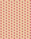 A repeating pattern of small pink and red apples with green stems on a yellow background.