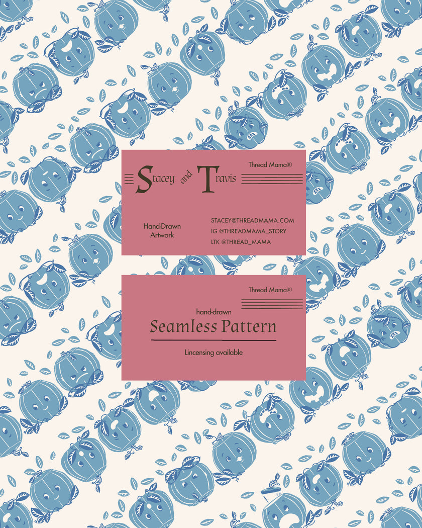 (Repeating Pattern) 101326 Pumpkin Face - SET 1