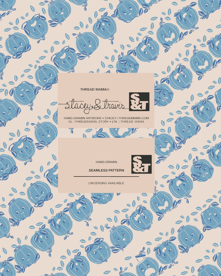 (Repeating Pattern) 101326 Pumpkin Face - SET 1