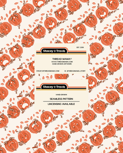 (Repeating Pattern) 101326 Pumpkin Face - SET 1