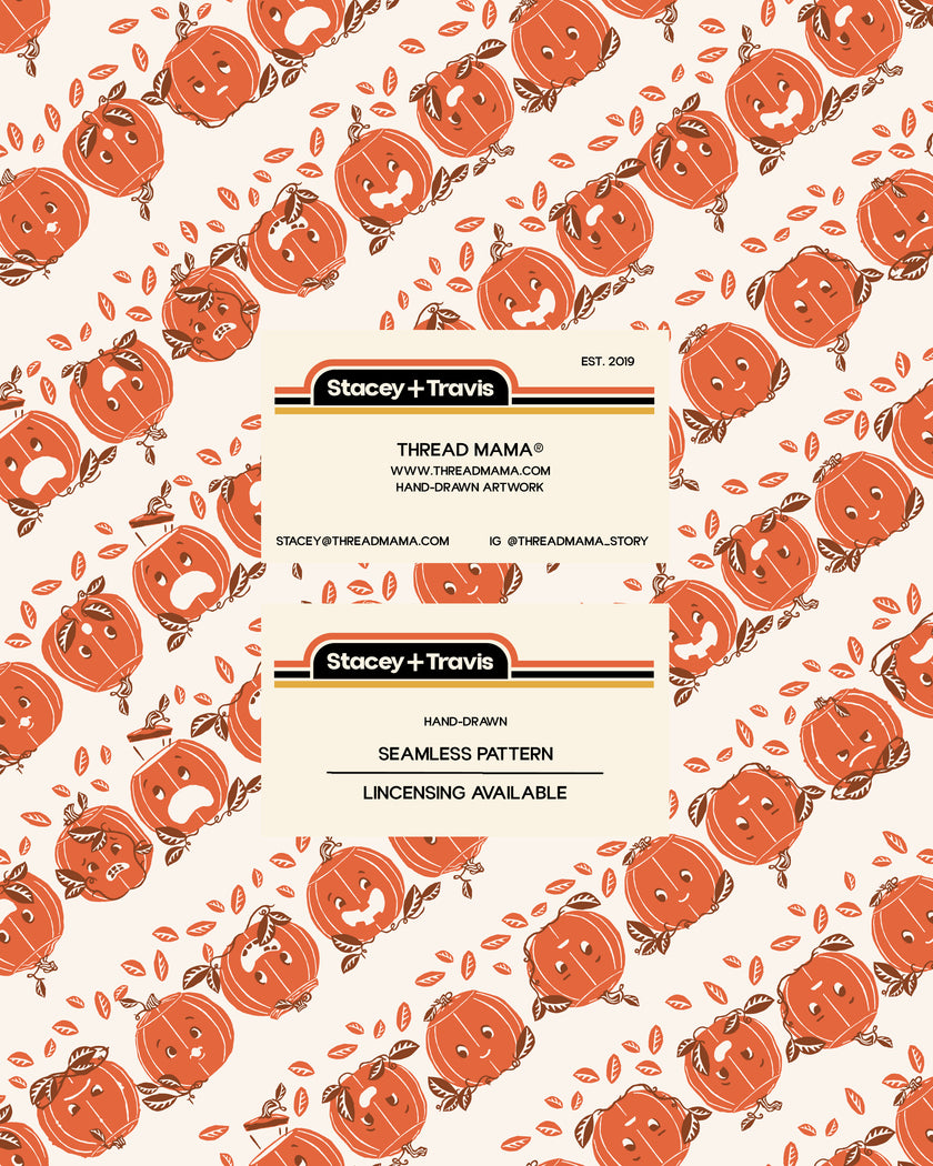 (Repeating Pattern) 101326 Pumpkin Face - SET 1
