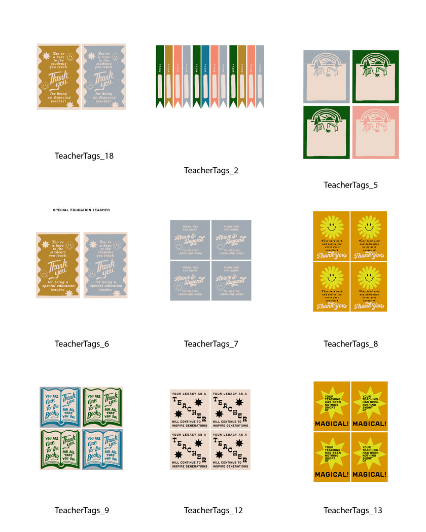 Teacher Appreciation Tags and Flags (Vol.3)