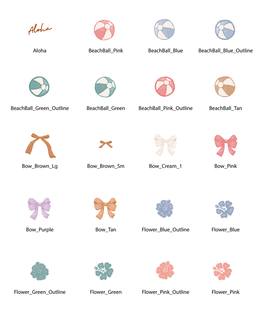 Hawaiian Birthday Elements - Set (Graphic Elements)