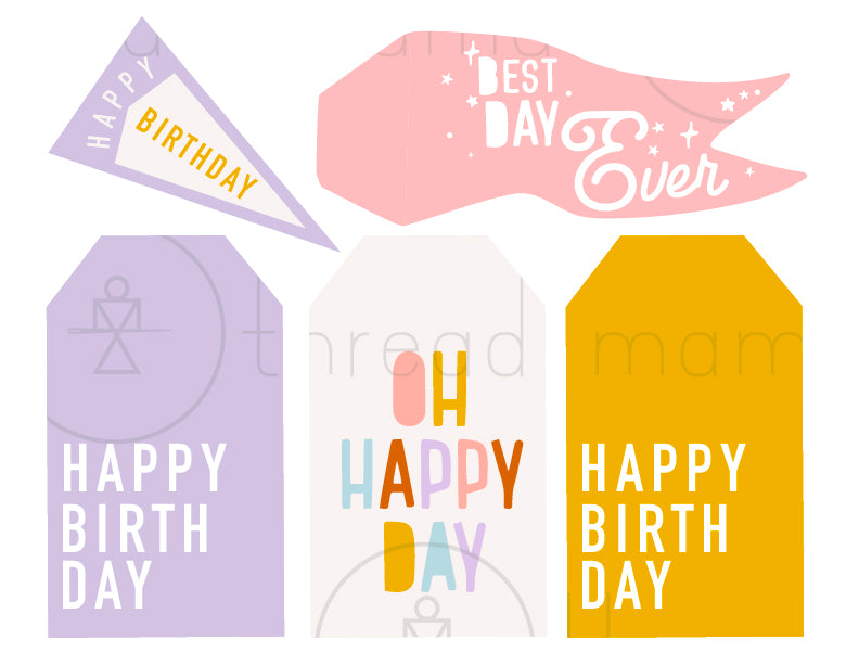 Generic Birthday Tags and Flags