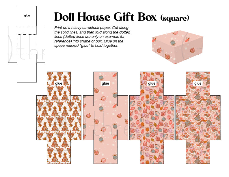 Dollhouse Boxed Wrapping Paper Christmas Rolls 1:12 Scale