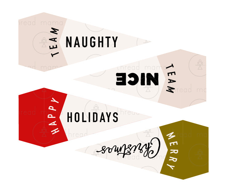 Christmas Tags, Flags - Black & White - (Vol.2)