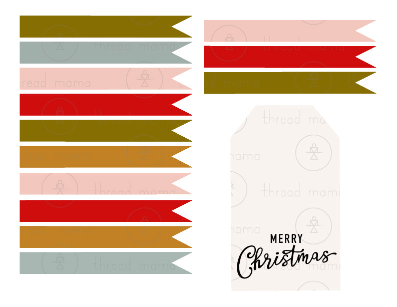 Christmas Tags, Flags - Black & White - (Vol.2)