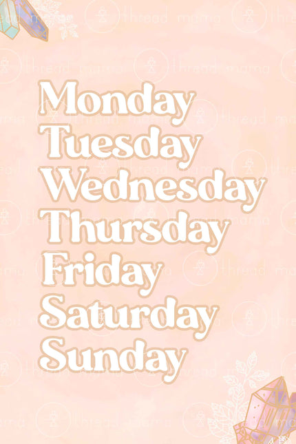 Days & Calendar - Gem Collection (Printable Poster)