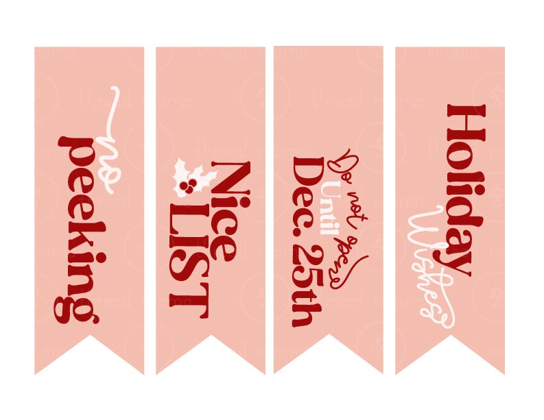 Holiday Tags and Pennants - Pink