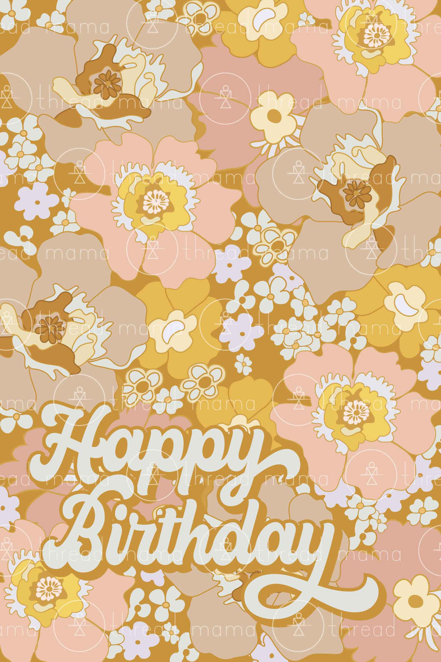 Golden Floral Happy Birthday (Printable Poster)