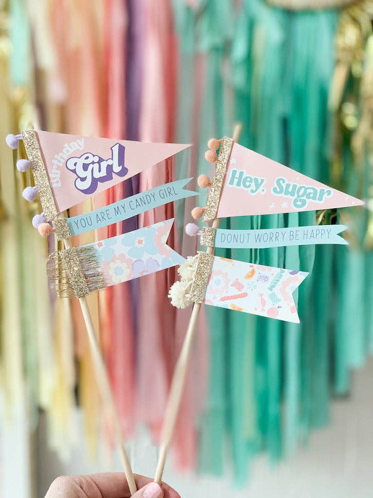 Sugar Birthday Party Tags & Flags