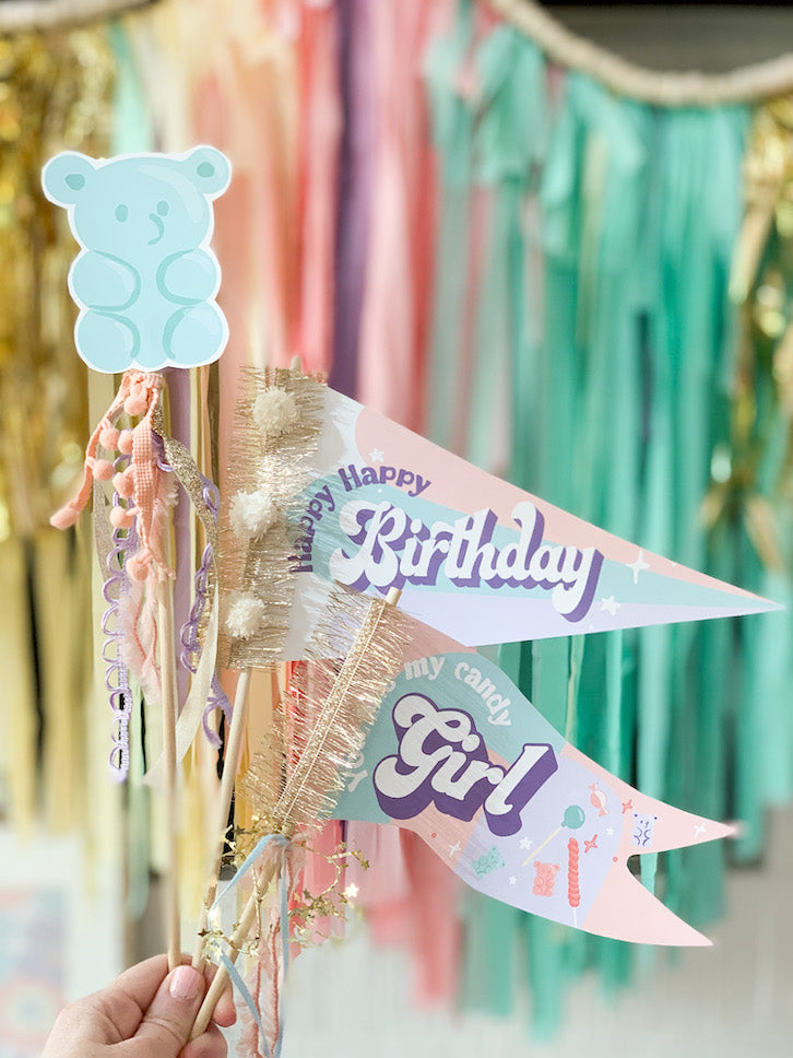 Sugar Birthday Party Tags & Flags
