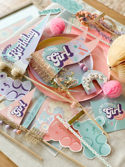Sugar Birthday Party Tags & Flags