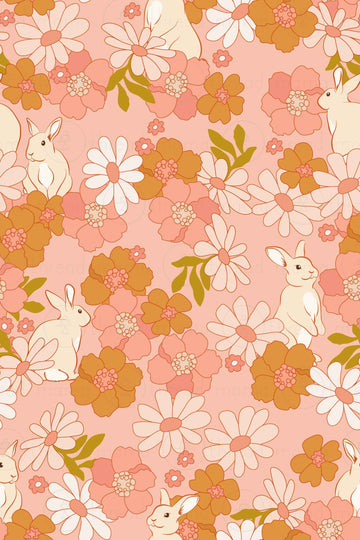 Floral Bunny Background (Printable Poster)