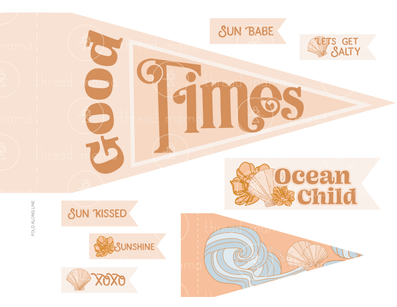 Beach Elements (Printable Pennant/Tags)