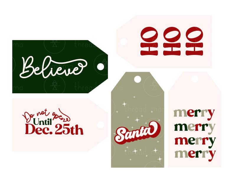 Holiday Tags and Pennants - Green