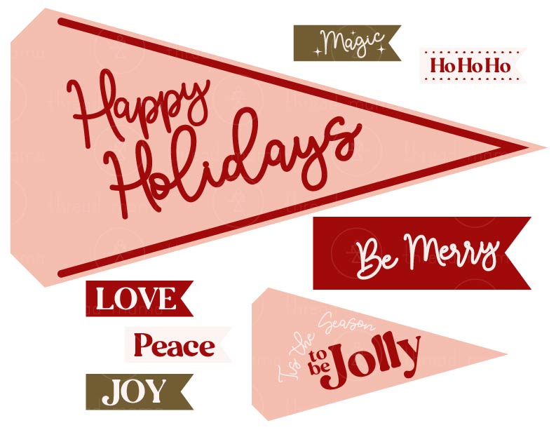 Holiday Tags and Pennants - Pink