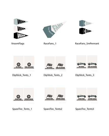 Race Car Birthday Tags & Flags