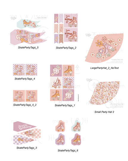 Roller Skate Party Tags and Flags (Vol.3)