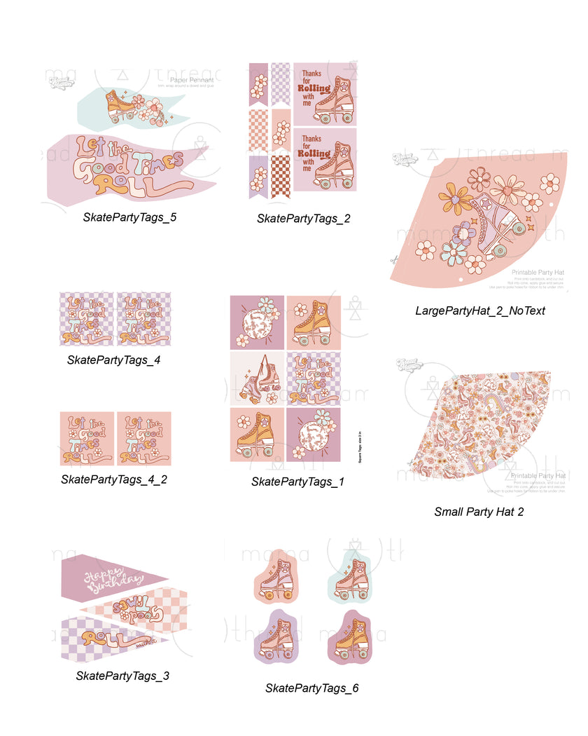 Roller Skate Party Tags and Flags (Vol.3)