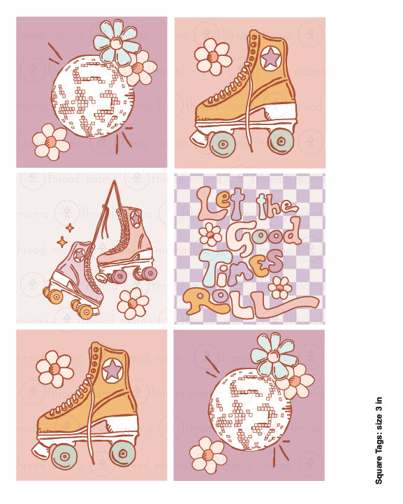 Roller Skate Party Tags and Flags (Vol.3)