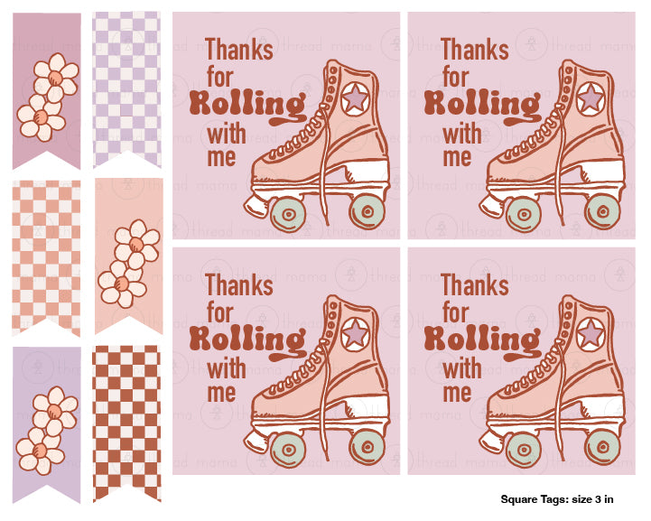 Roller Skate Party Tags and Flags (Vol.3)