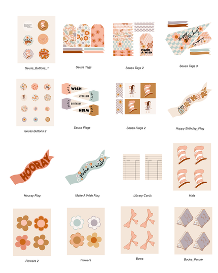 Seuss Birthday Tags and Flags