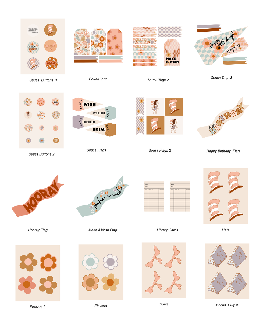 Seuss Birthday Tags and Flags